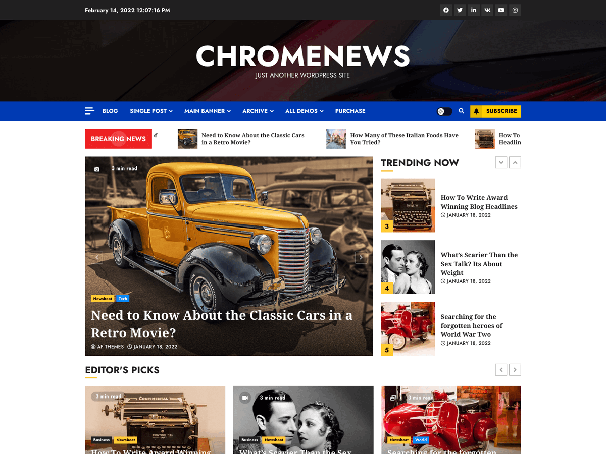 chromenews free wordpress theme