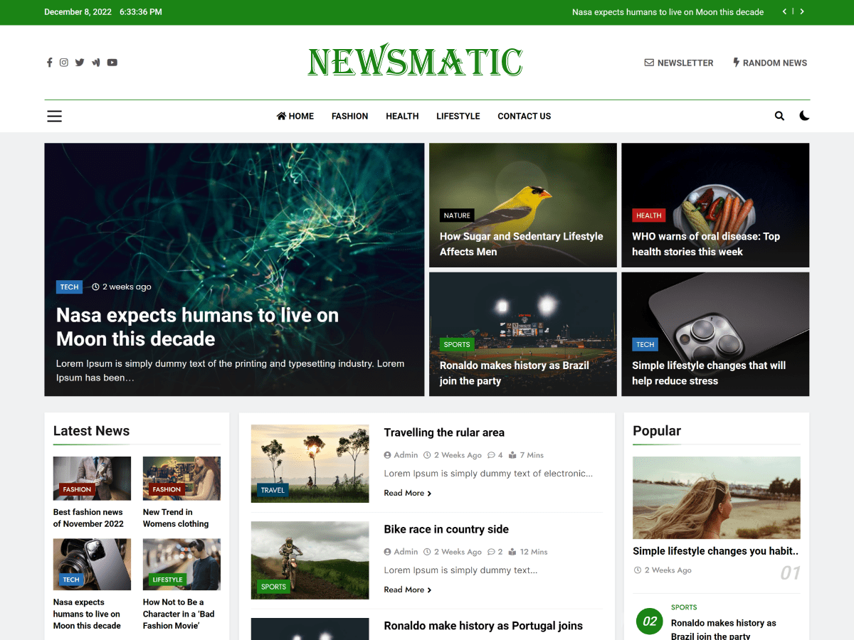 newsmatic free wordpress theme