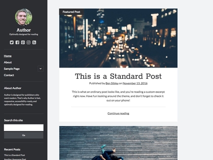 preview image for author wordpress theme
