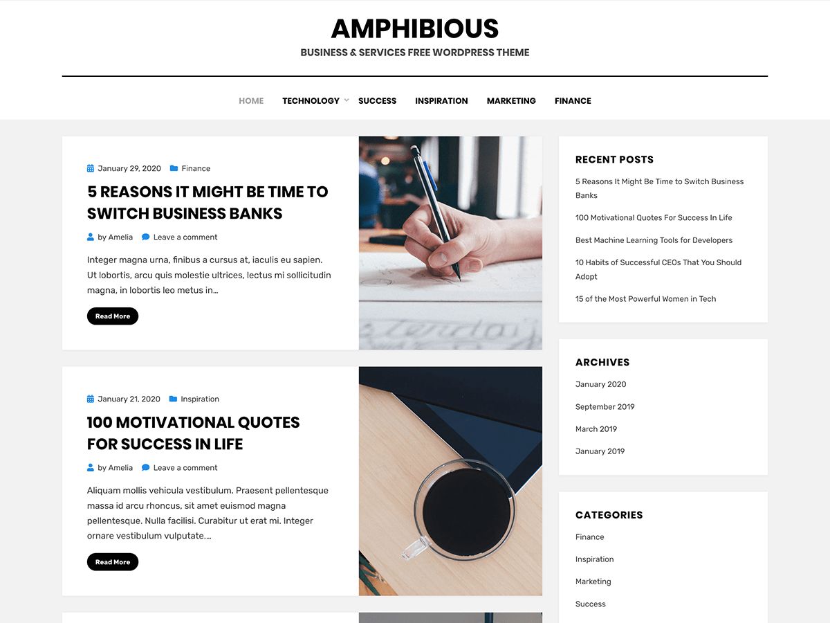 amphibious free wordpress theme