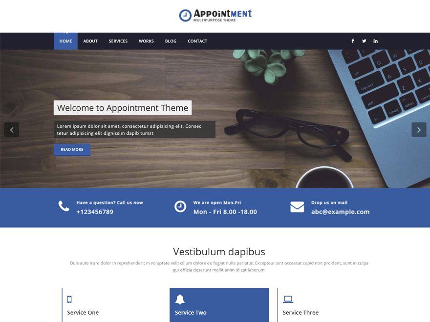 appointment-blue free wordpress theme