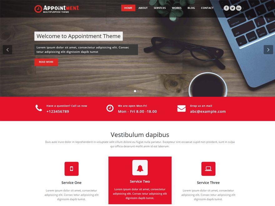 appointment-red free wordpress theme