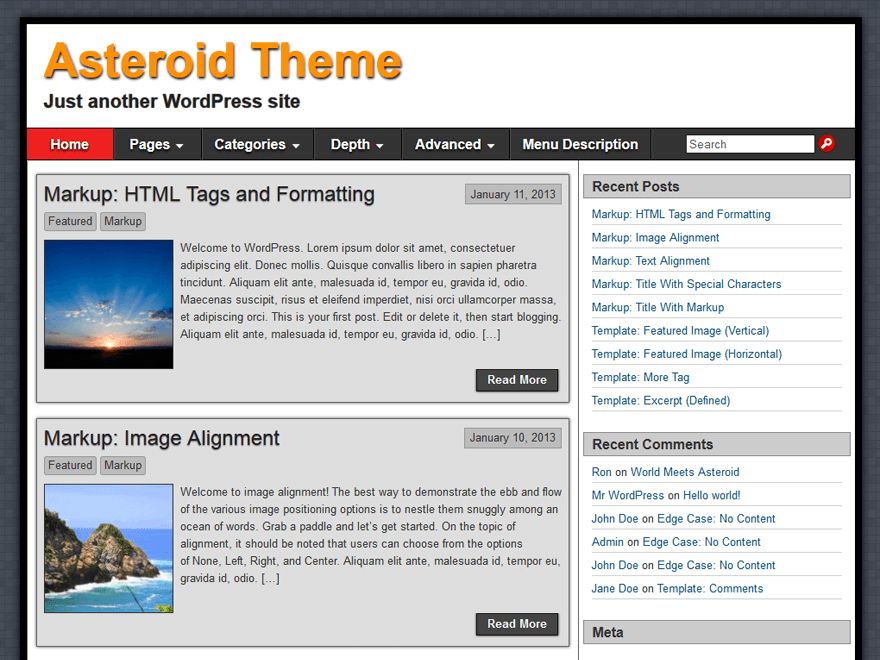 asteroid free wordpress theme