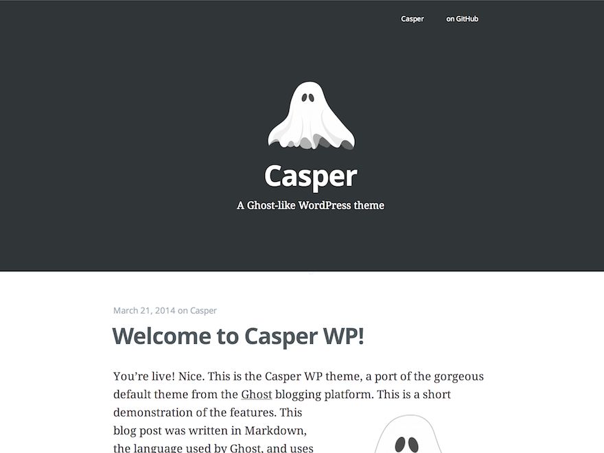 casper free wordpress theme