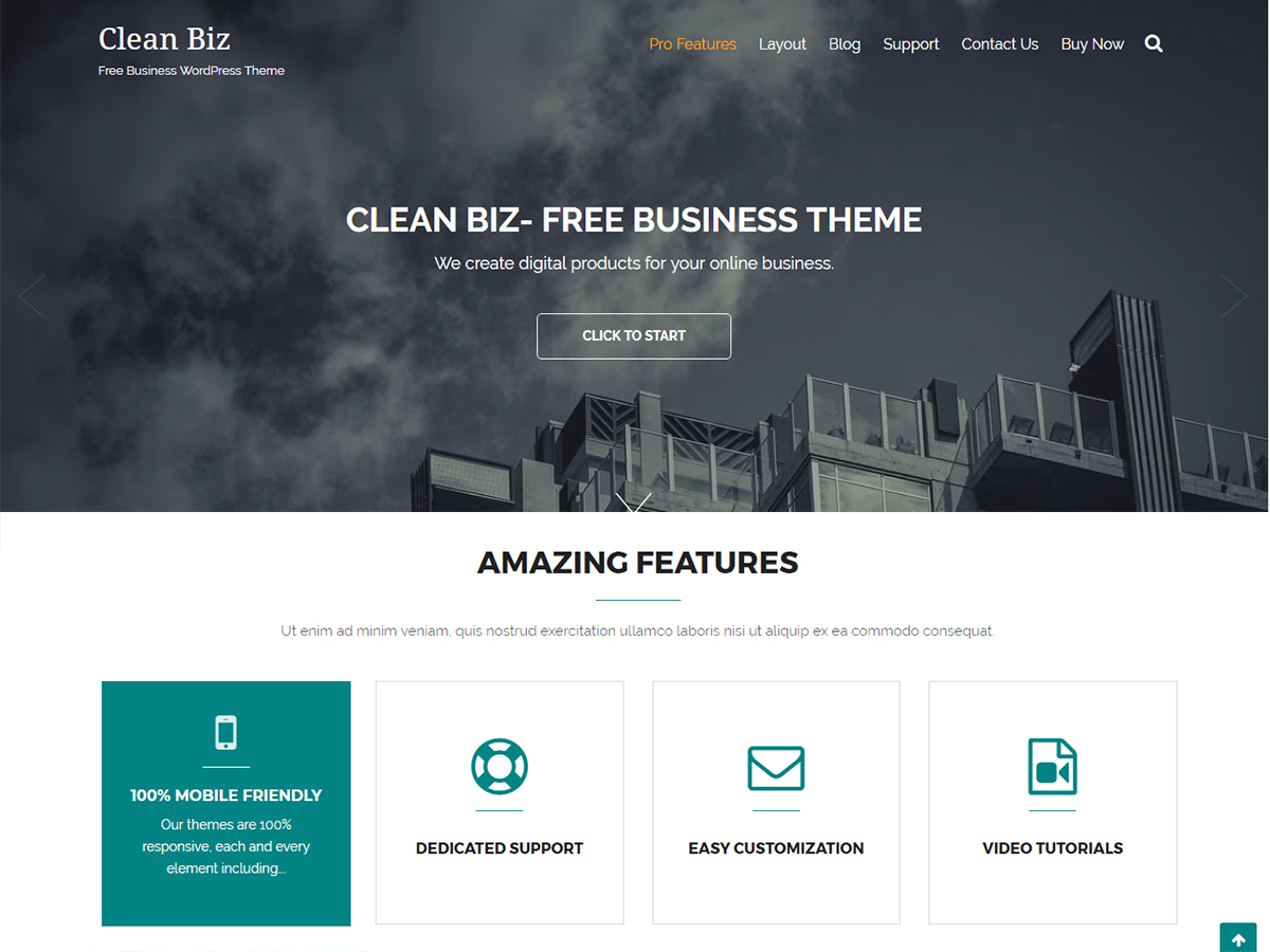 clean-biz free wordpress theme