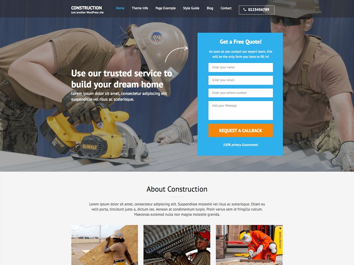 construction-landing-page free wordpress theme