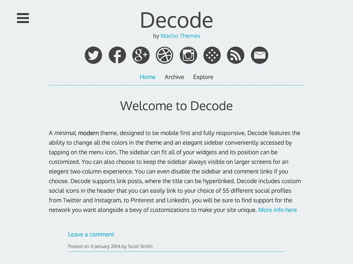 decode free wordpress theme