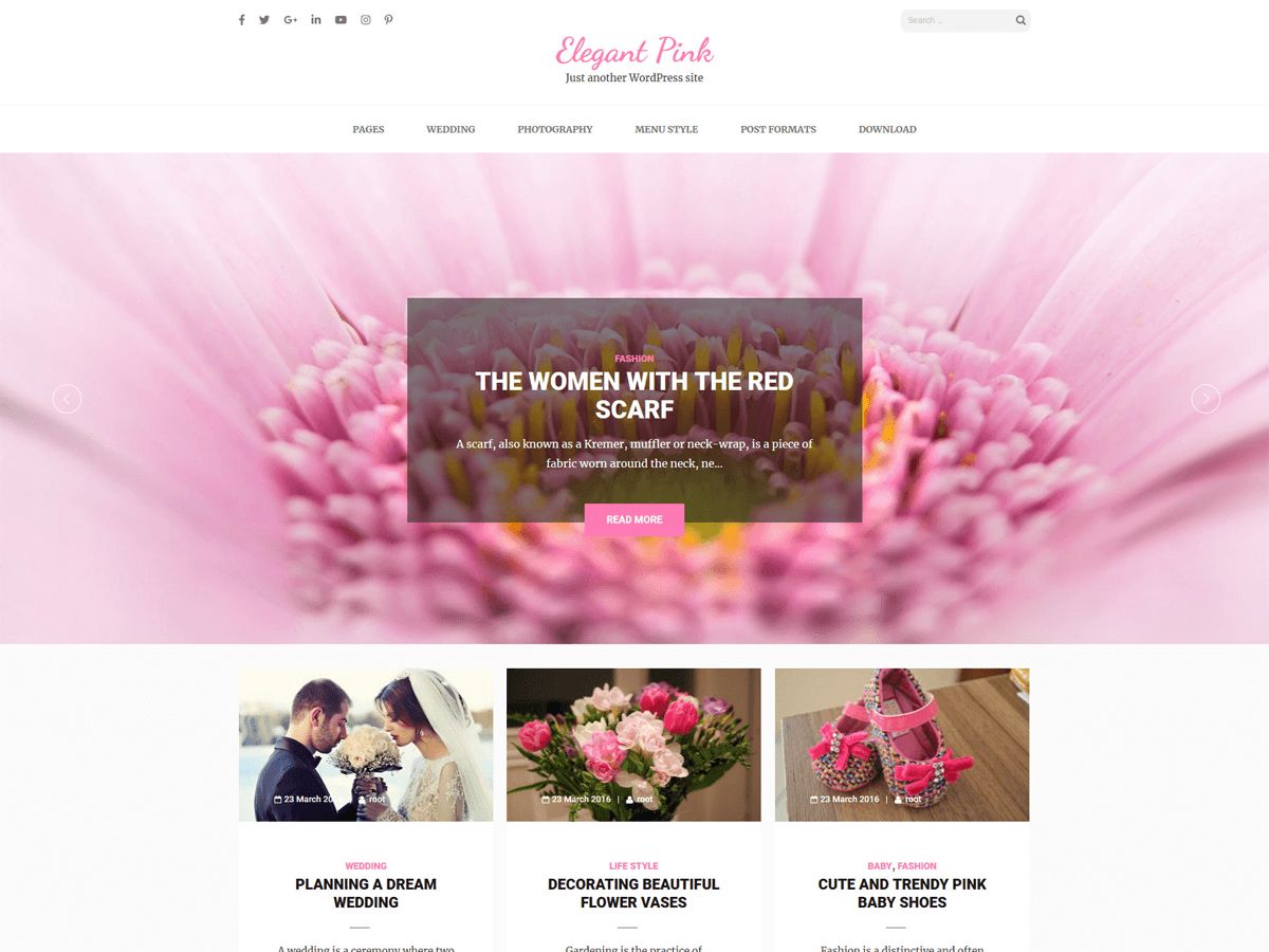 elegant-pink free wordpress theme