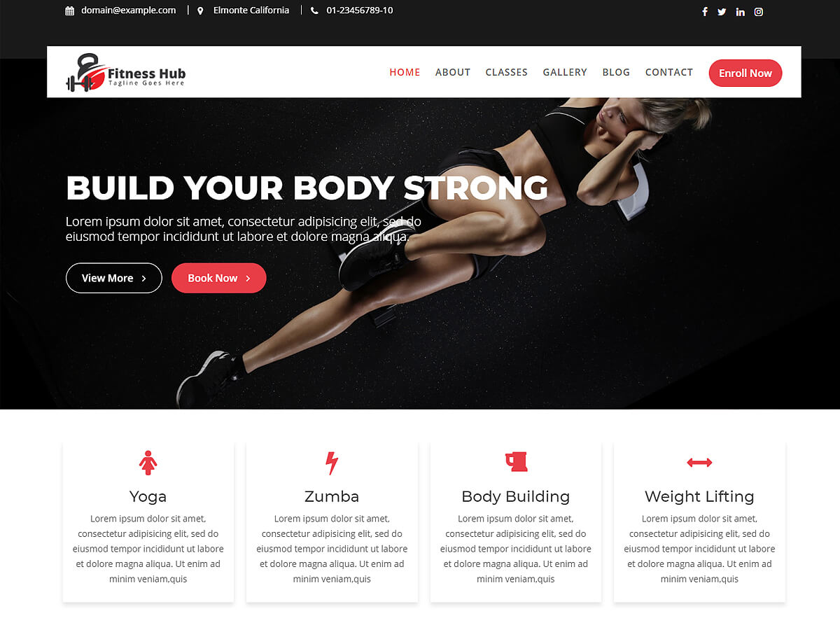 fitness-hub free wordpress theme