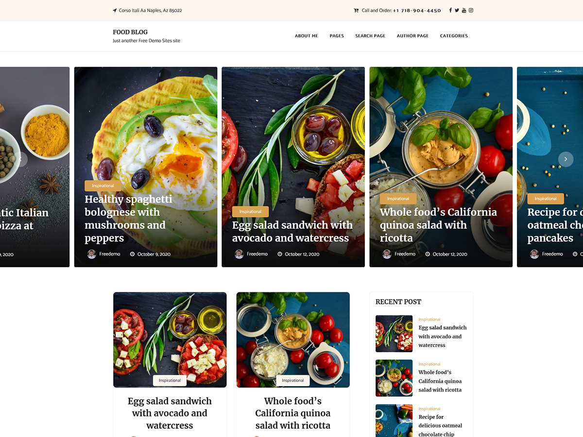 food-blogger free wordpress theme