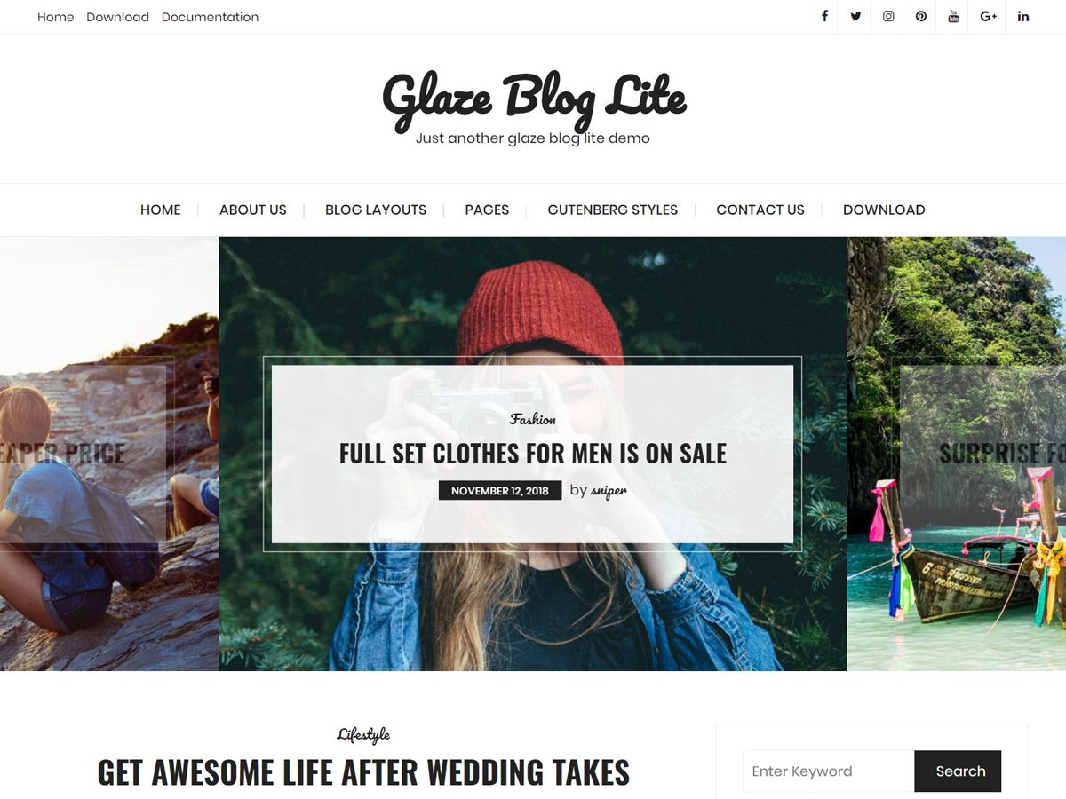 glaze-blog-lite free wordpress theme