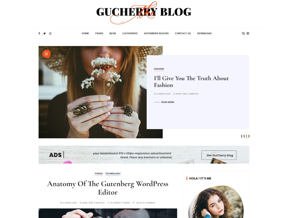 gucherry-blog free wordpress theme