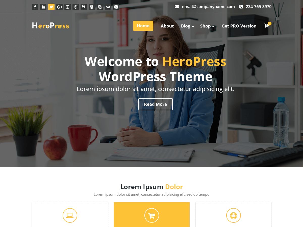 heropress free wordpress theme
