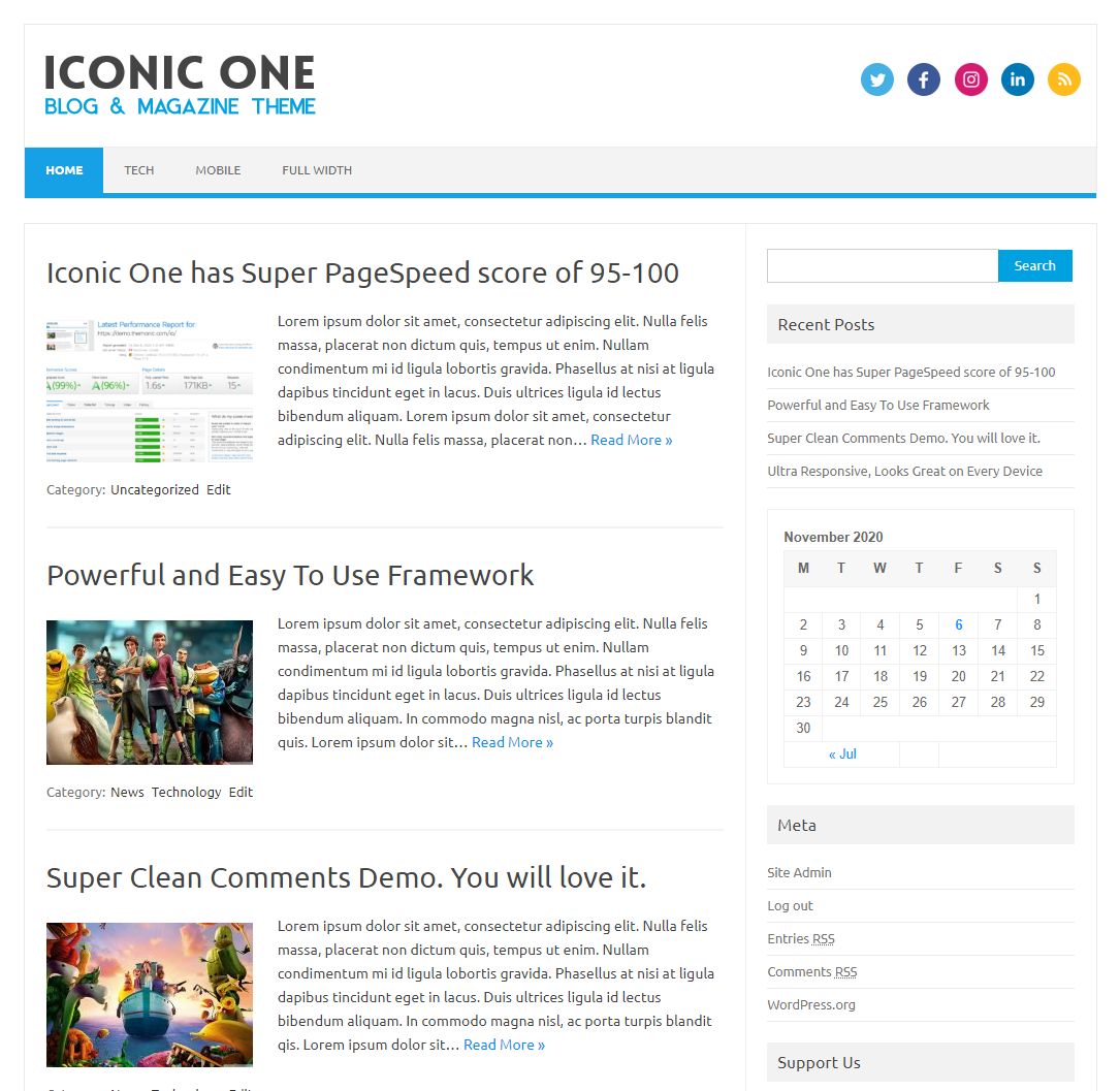 iconic-one free wordpress theme