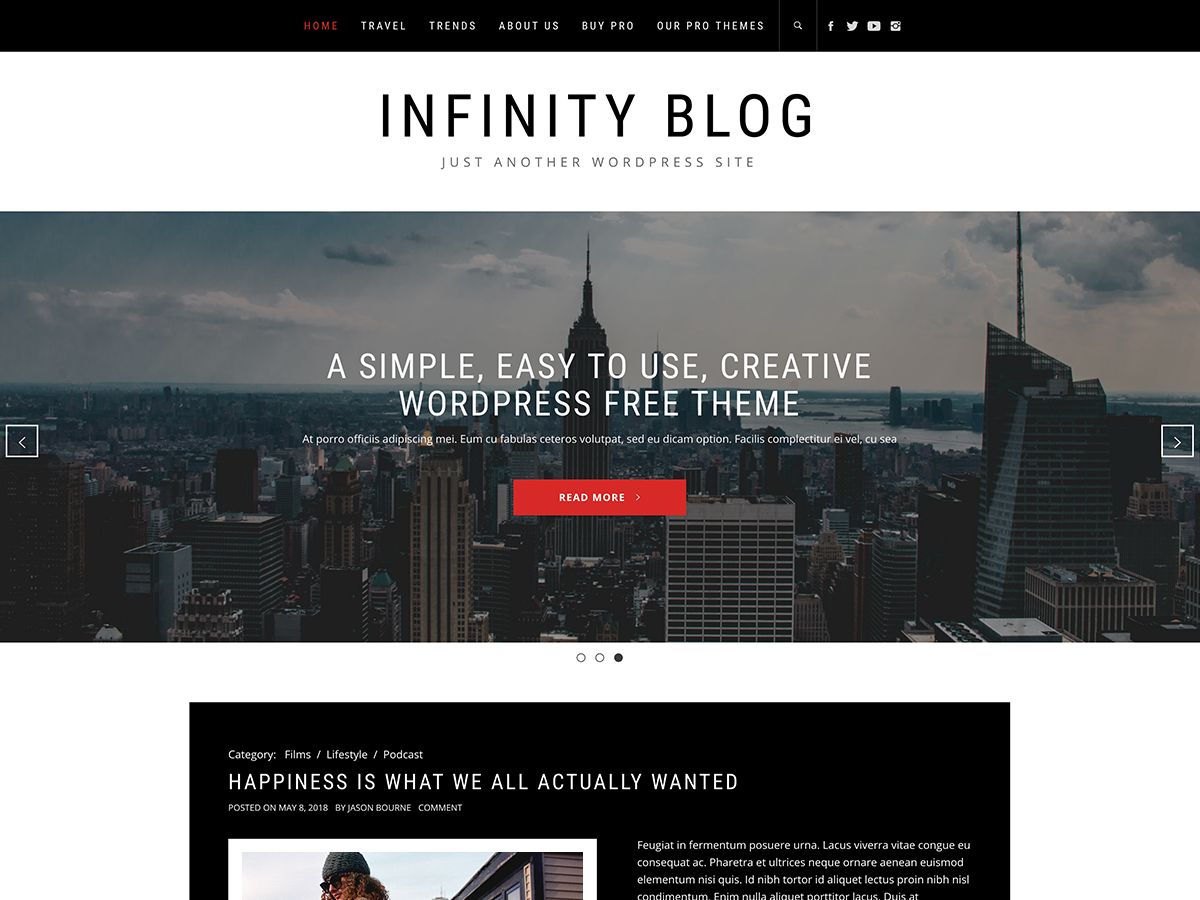 infinity-blog free wordpress theme