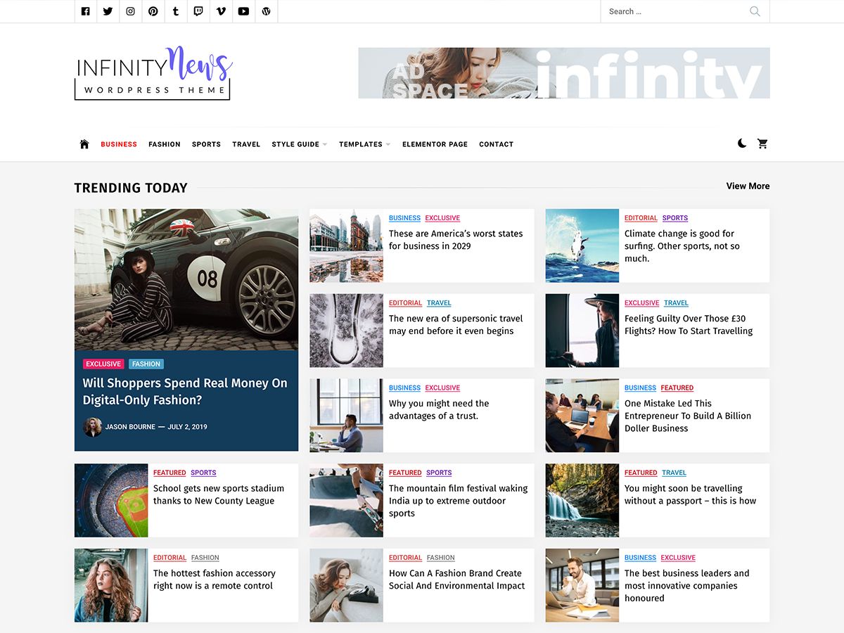 infinity-news free wordpress theme