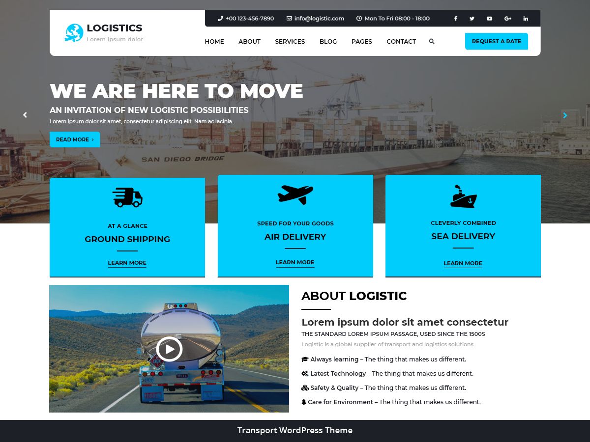 logistic-transport free wordpress theme
