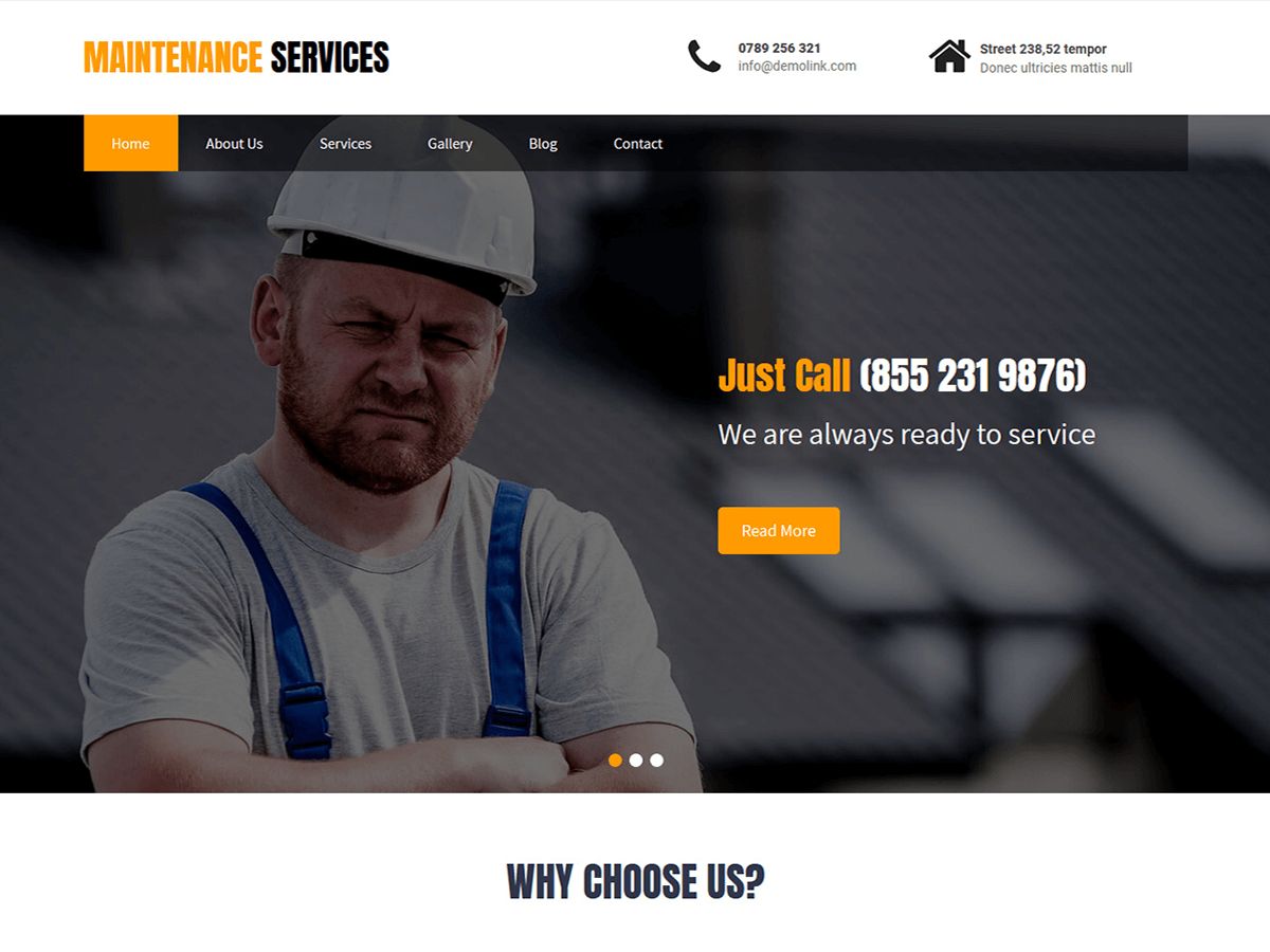 maintenance-services free wordpress theme