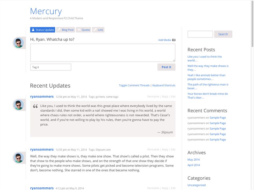 mercury free wordpress theme