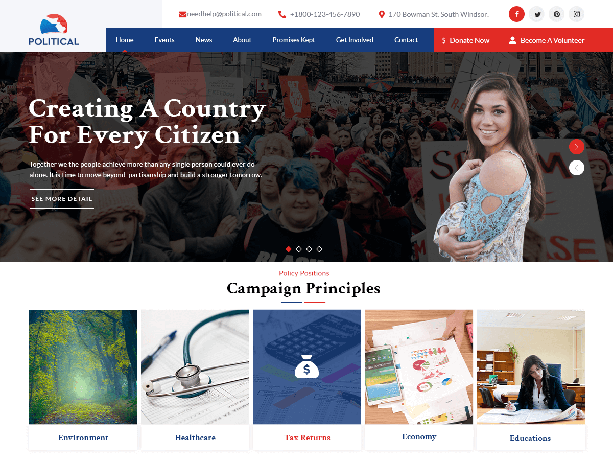 political-campaign free wordpress theme