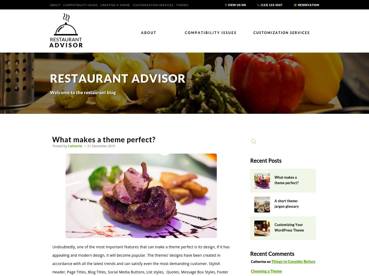 restaurant-advisor free wordpress theme