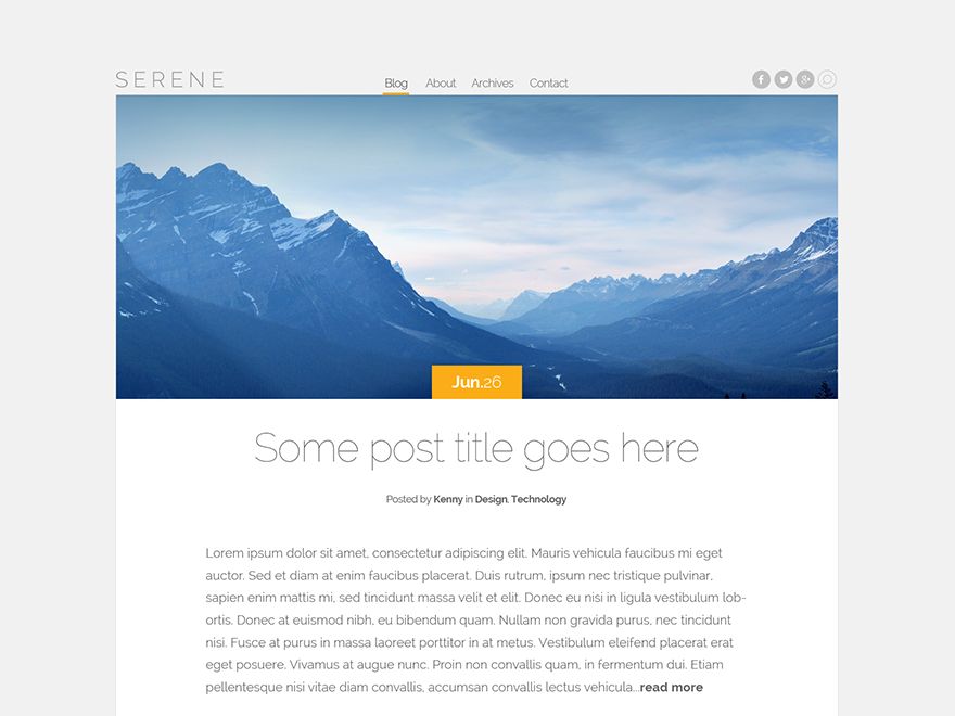 serene free wordpress theme