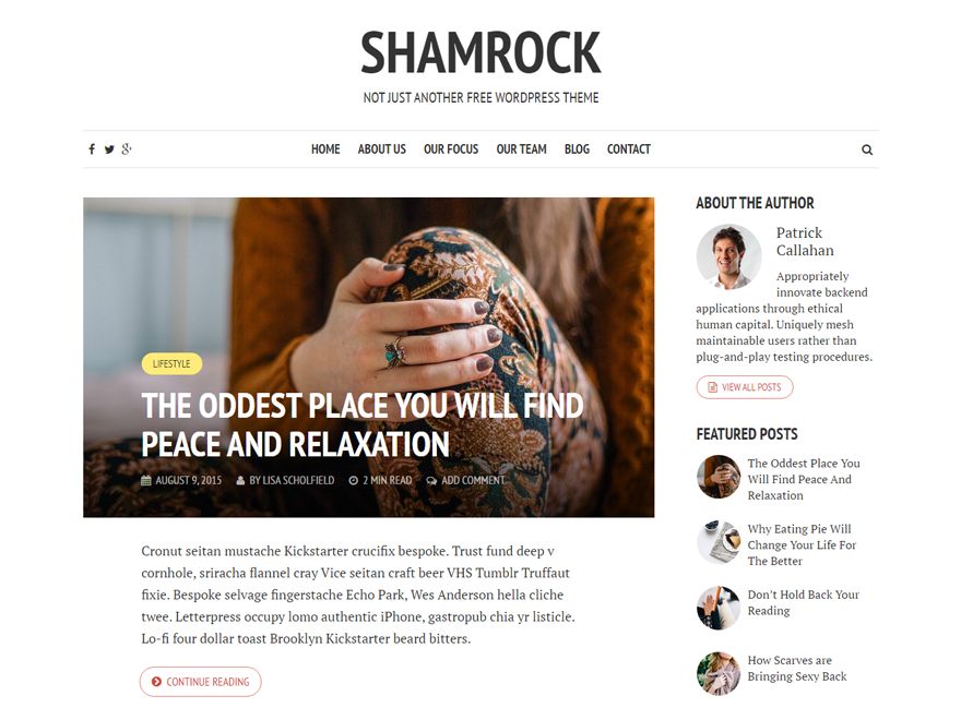 shamrock free wordpress theme