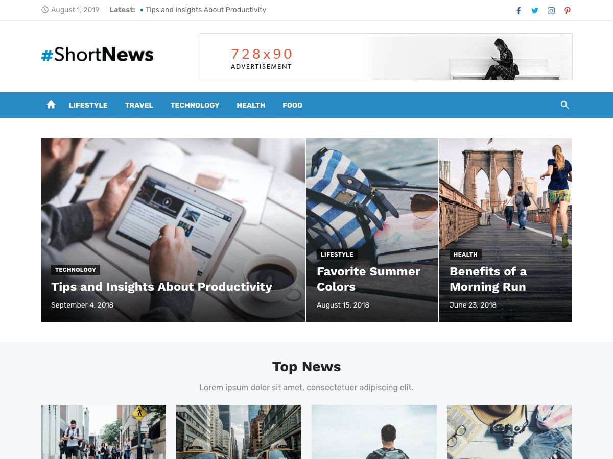 short-news free wordpress theme