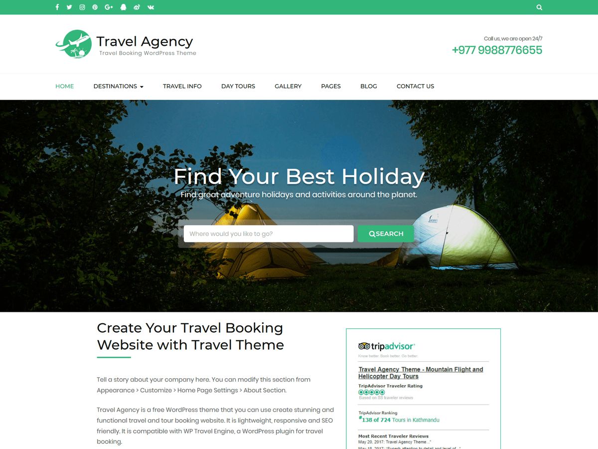 travel-agency free wordpress theme