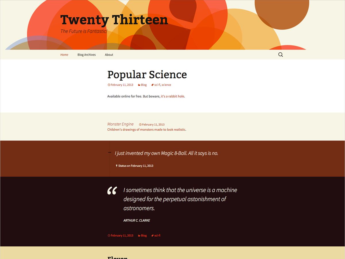 twentythirteen free wordpress theme