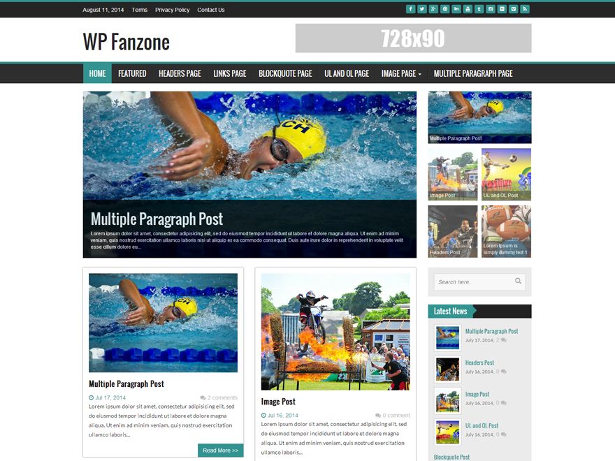 wp-fanzone free wordpress theme
