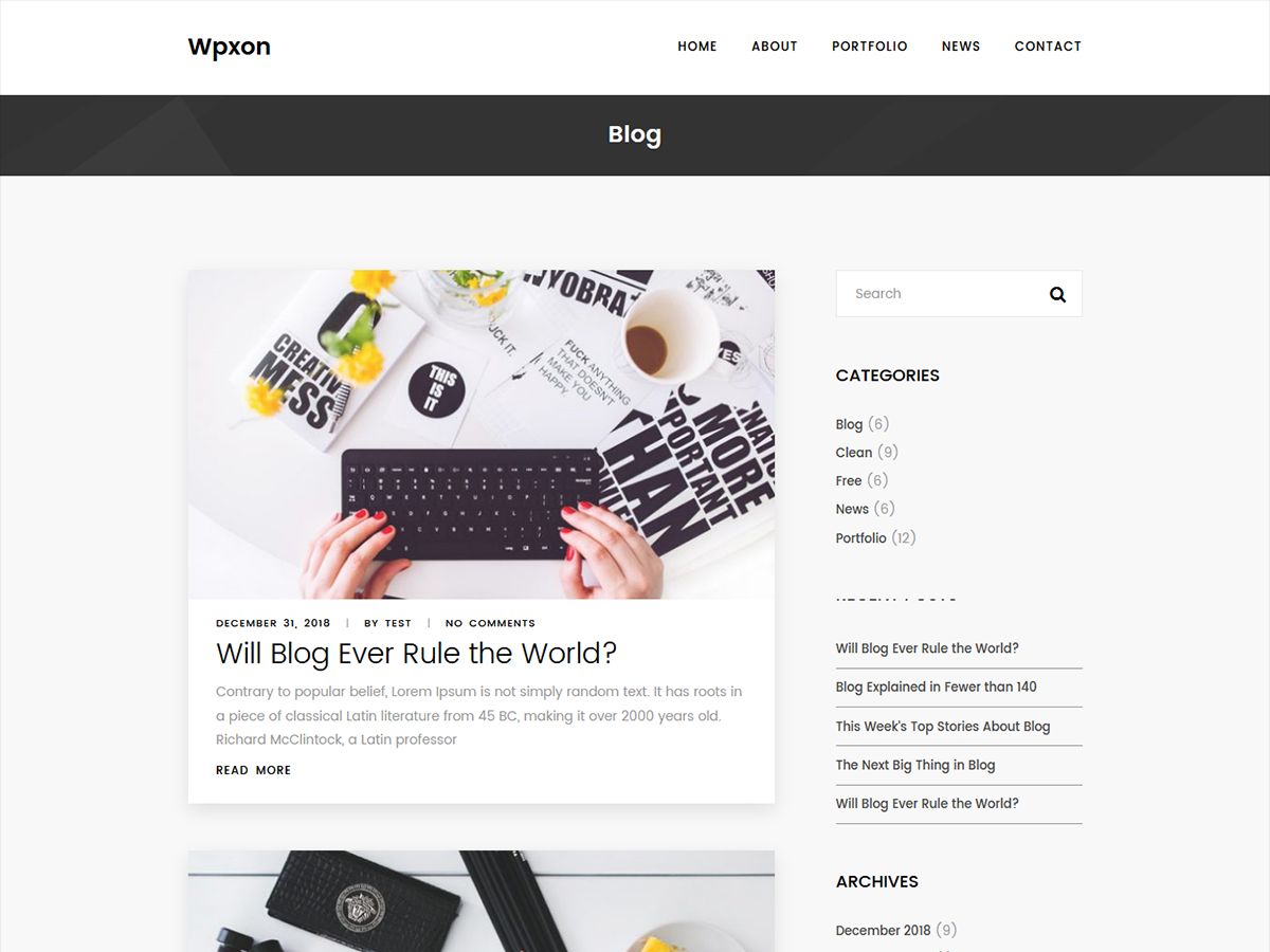 wpxon-blog free wordpress theme